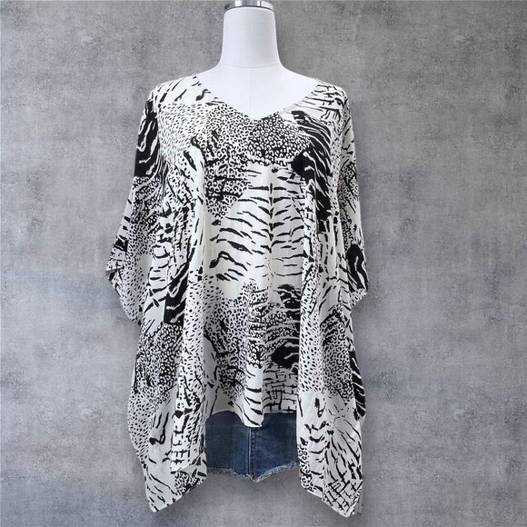 Buddy Love North Tunic Top Womens Medium Oversized Animal Print Draped Coverup - Picture 1 of 10